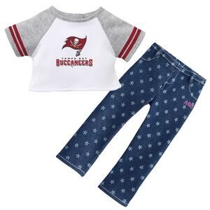 NEW American Girl Doll NFL Tampa Bay Buccaneers Fan Tee Raglan Jersey Shirt